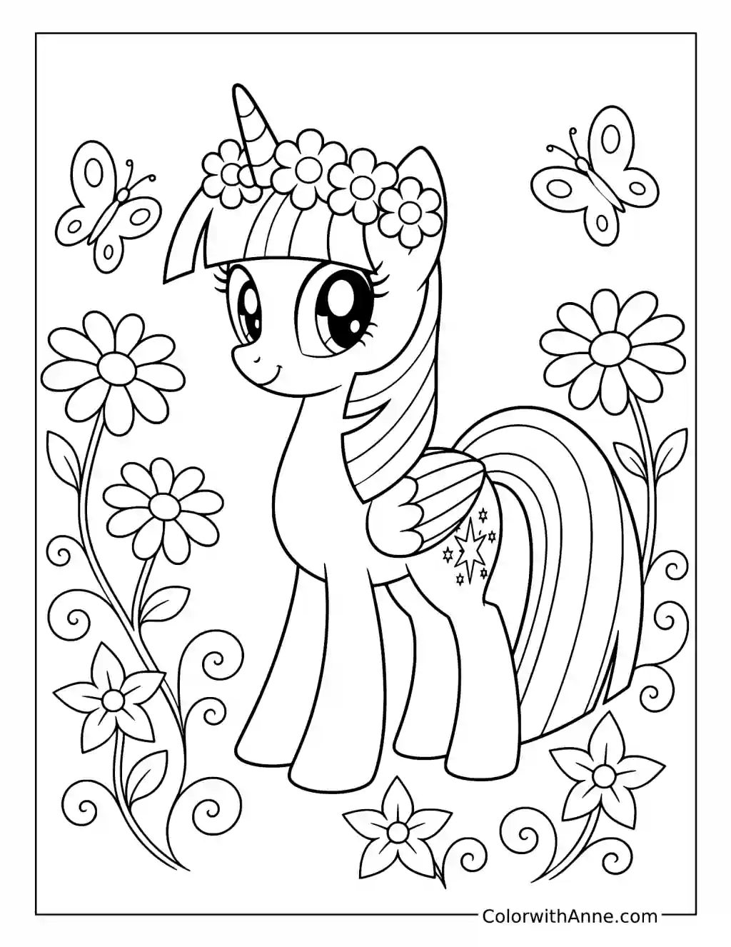 Twilight Sparkle Flower Crown coloring page