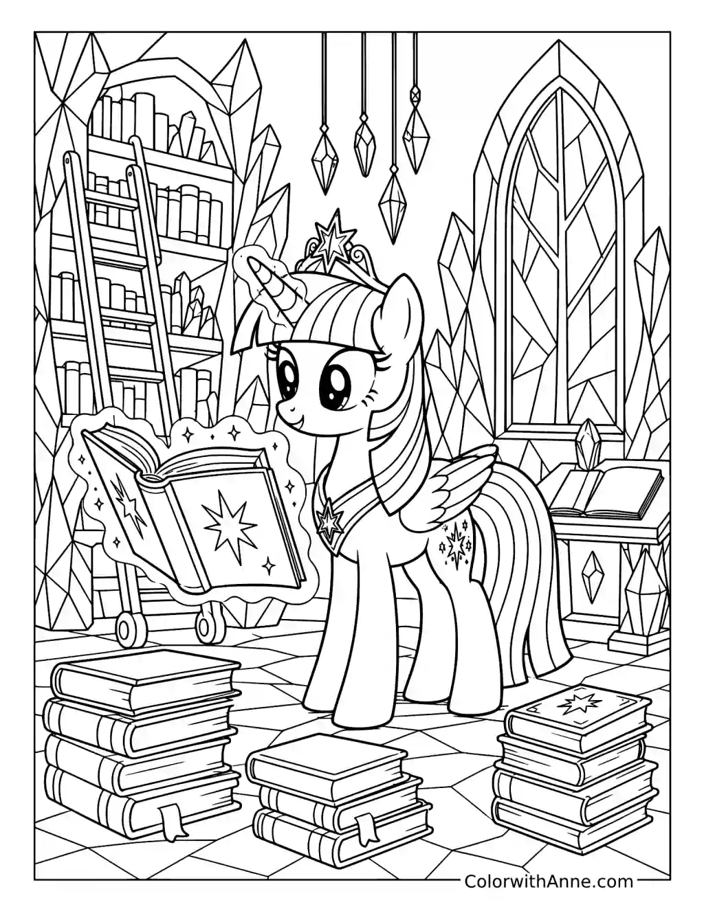 Twilight Sparkle in the Castle Library coloring page