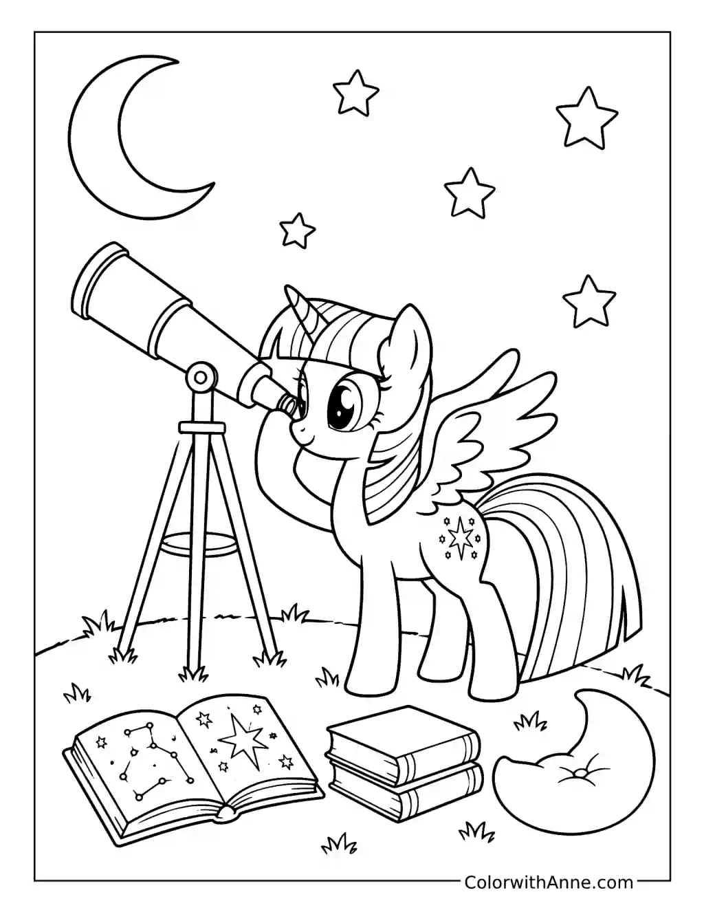 Twilight Sparkle Stargazing coloring page
