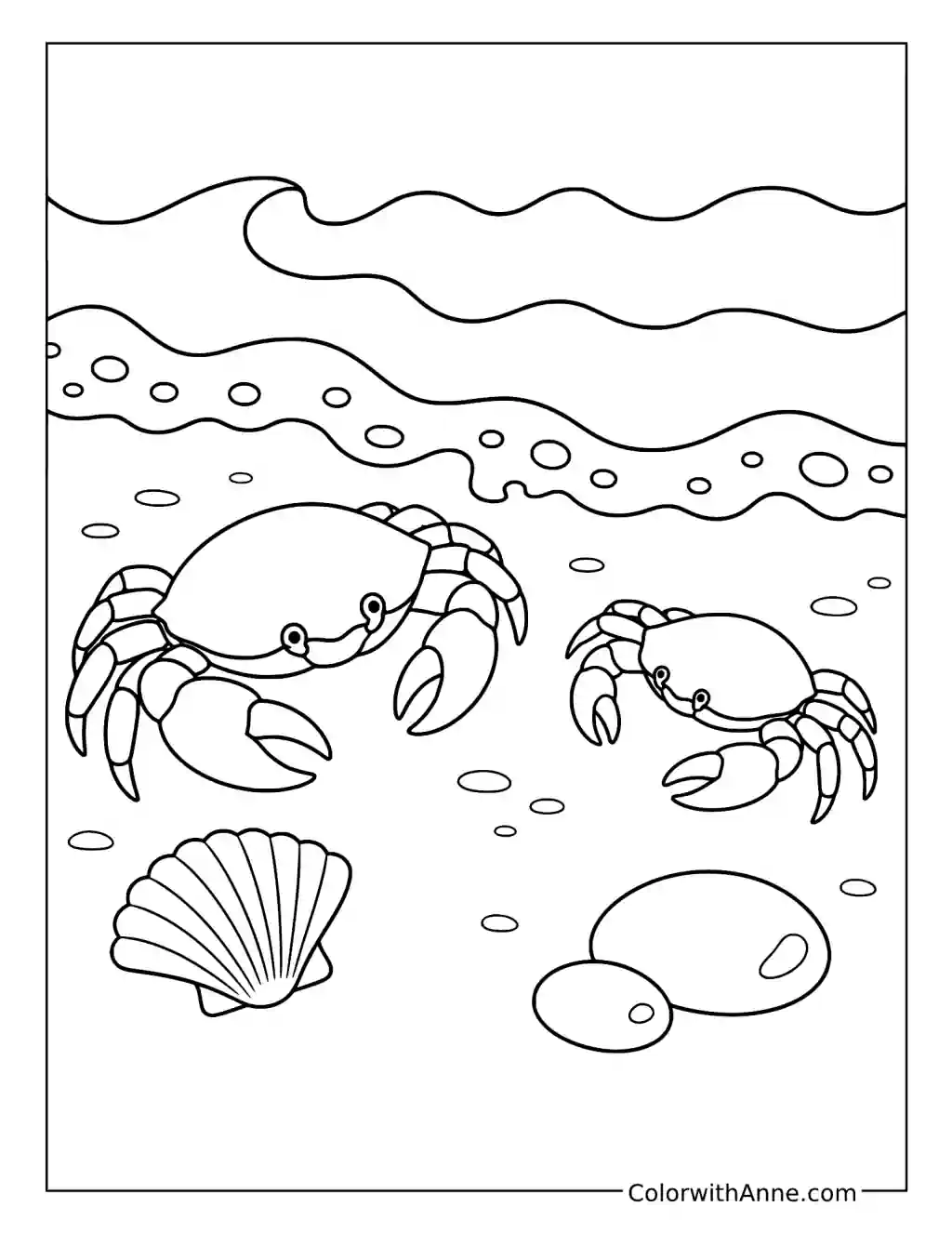 Two Crabs on the Seashore coloring page