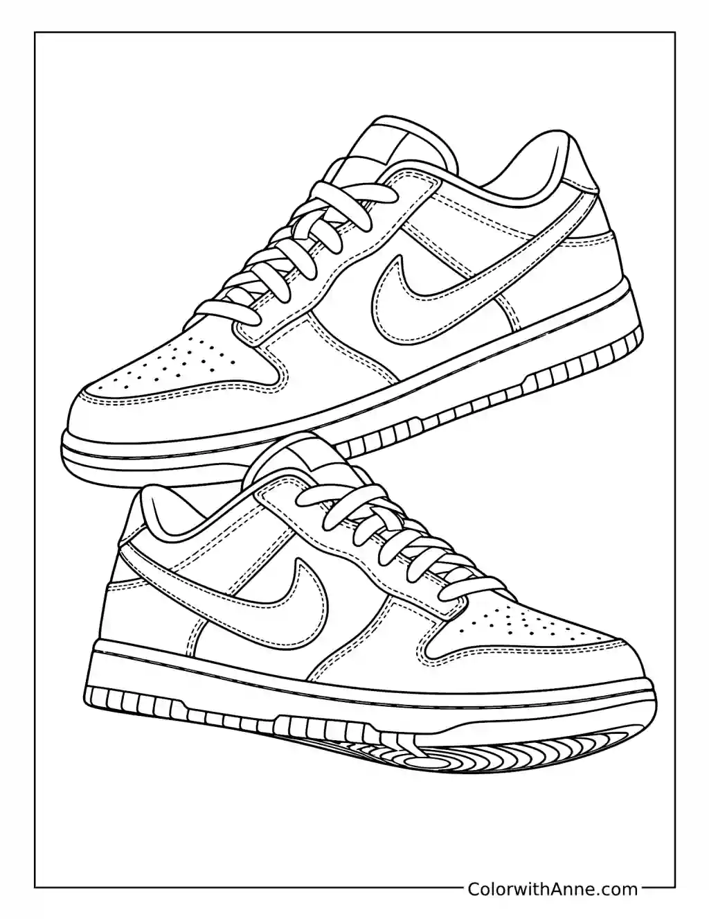 Two Nike Dunk Low-Style Sneakers coloring page