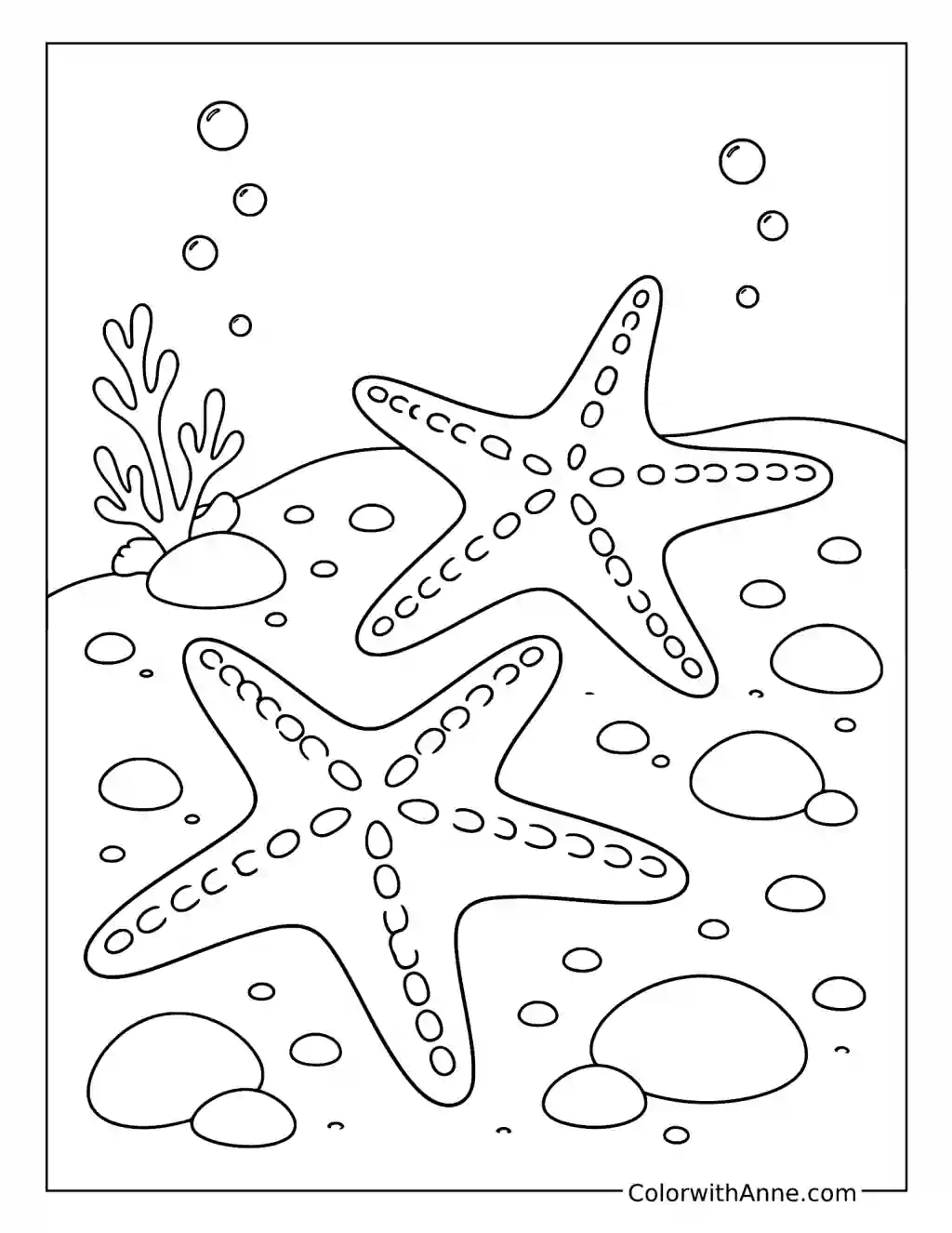 Two Starfish on a Pebbled Seabed coloring page