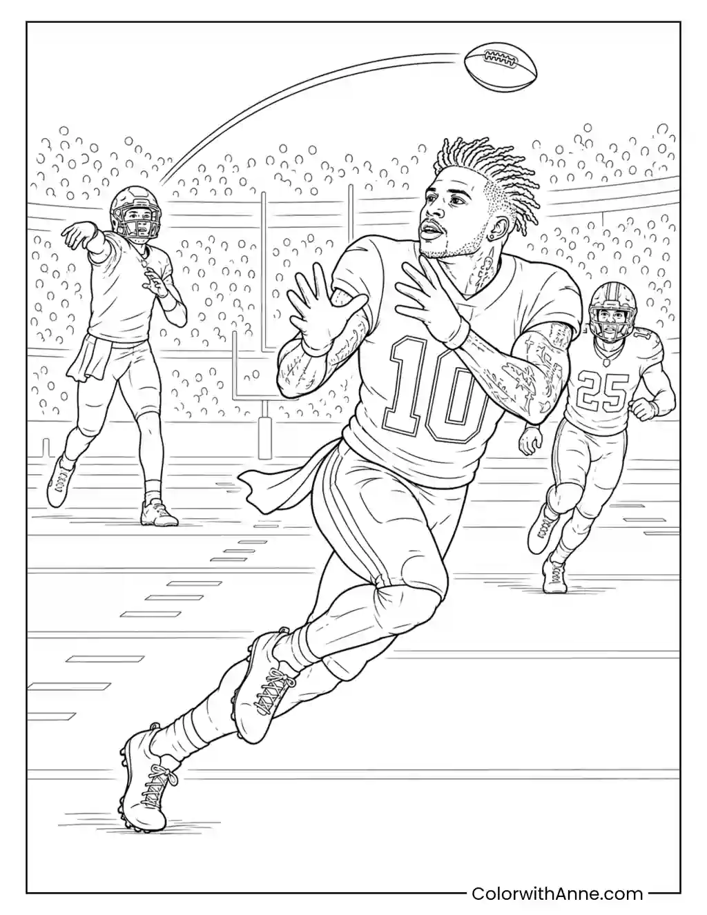Tyreek Hill and the Quarterback Connection coloring page