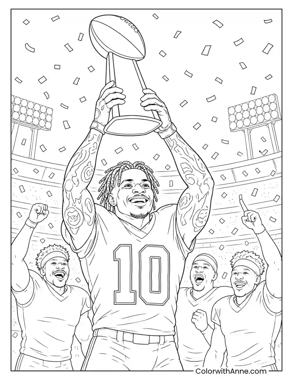 Tyreek Hill Championship Trophy Moment coloring page