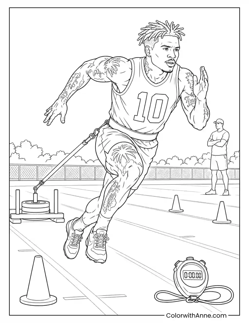 Tyreek Hill Cheetah Speed Training coloring page