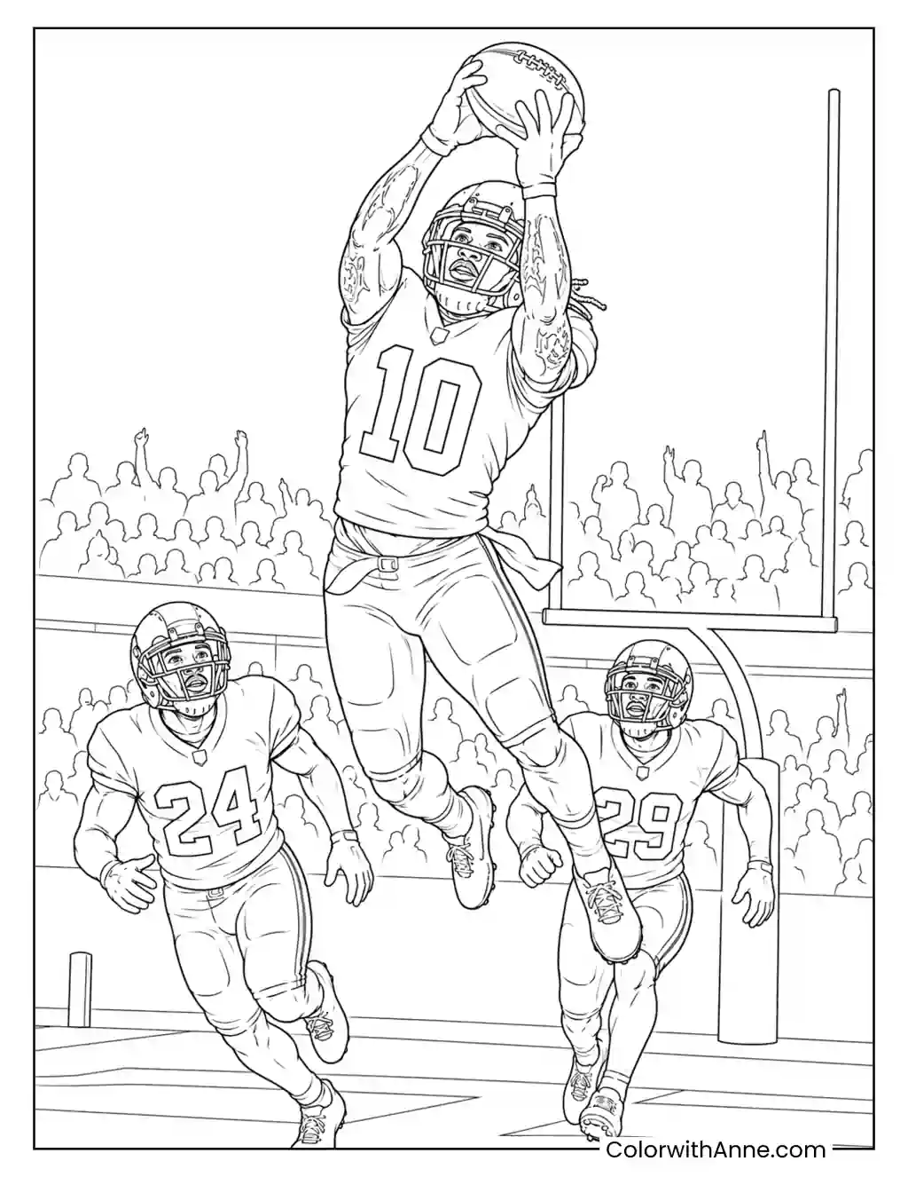 Tyreek Hill Leaps for a Deep Pass coloring page