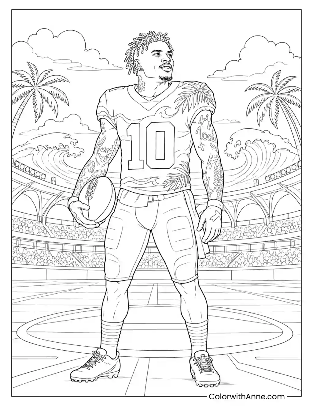 Tyreek Hill Miami Stadium Hero coloring page