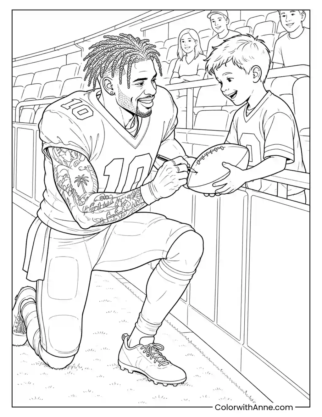 Tyreek Hill Signs an Autograph for a Young Fan coloring page