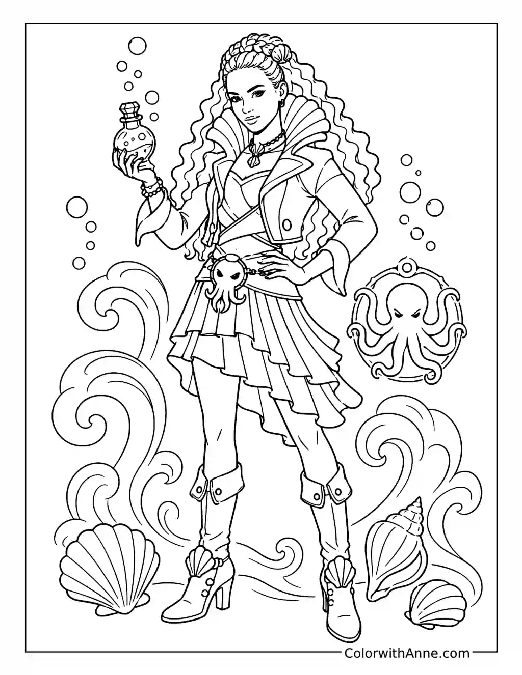 Uliana with an Underwater Potion coloring page