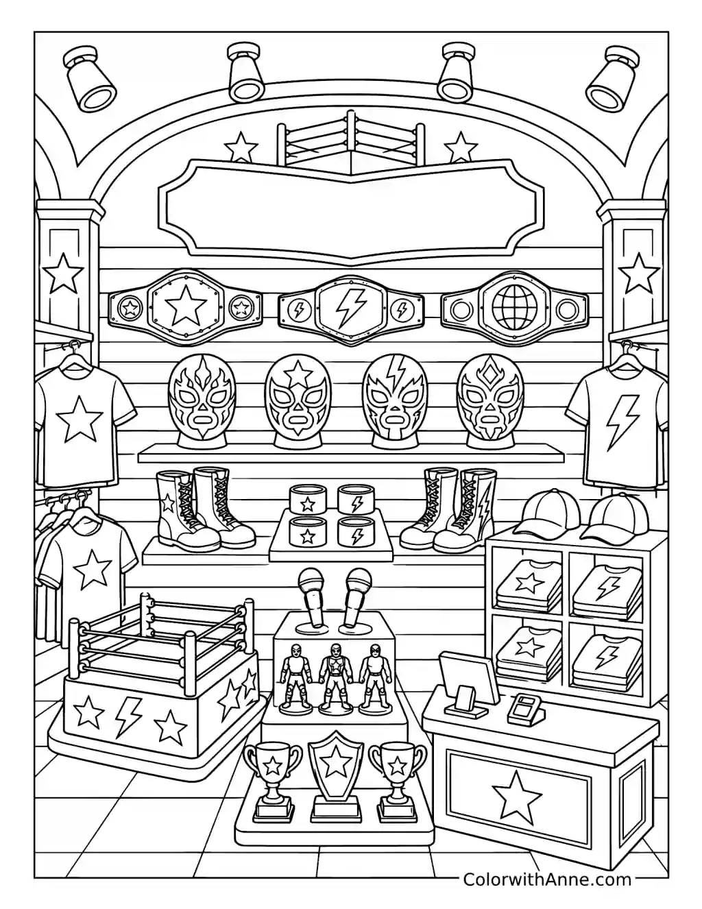 Ultimate Wrestling Fan Shop coloring page