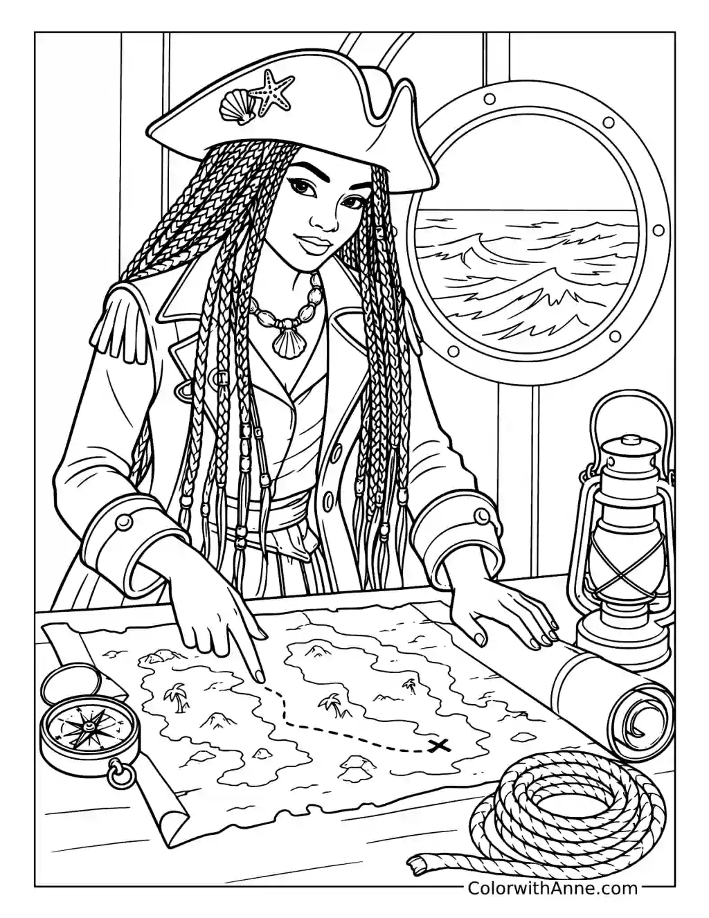 Uma Planning a Treasure Hunt coloring page