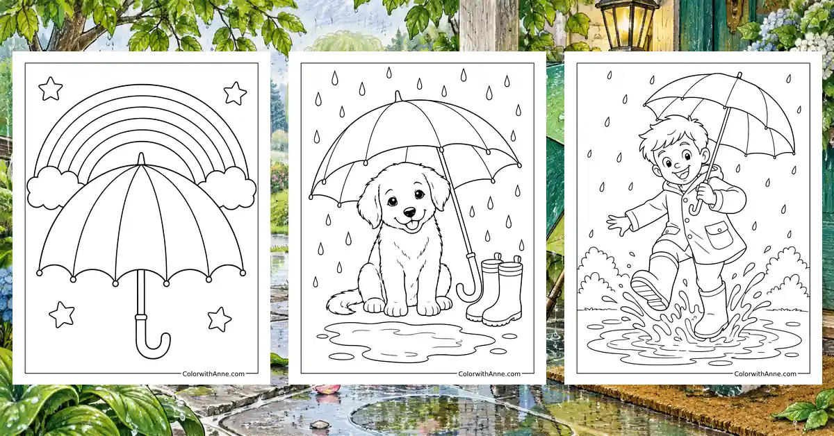 Umbrella Coloring Pages banner