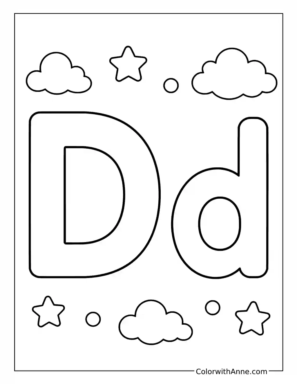 Uppercase and Lowercase D coloring page