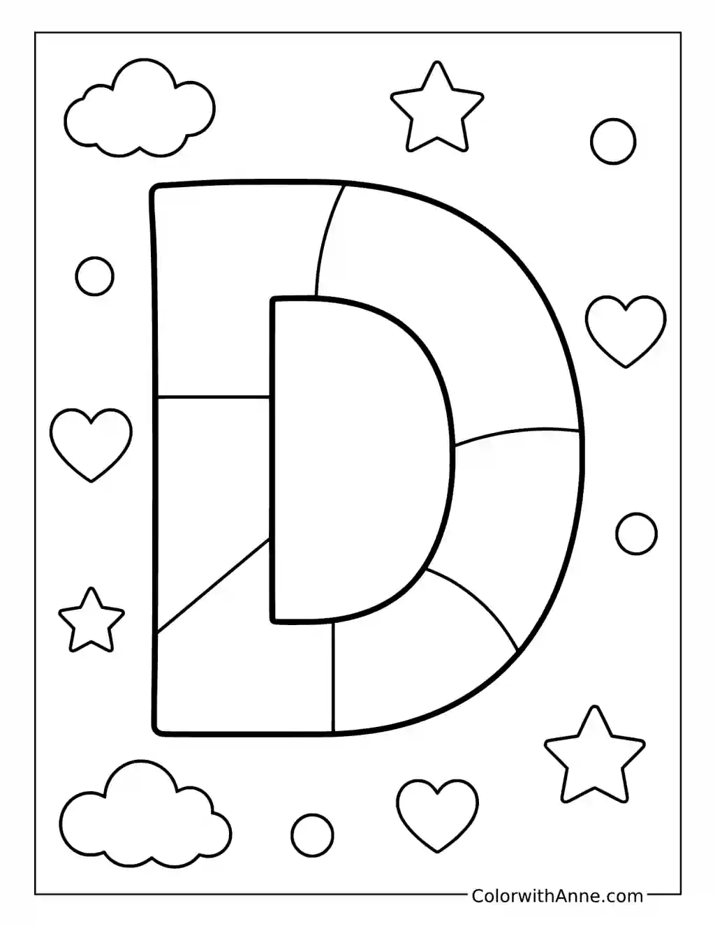 Uppercase Letter D coloring page