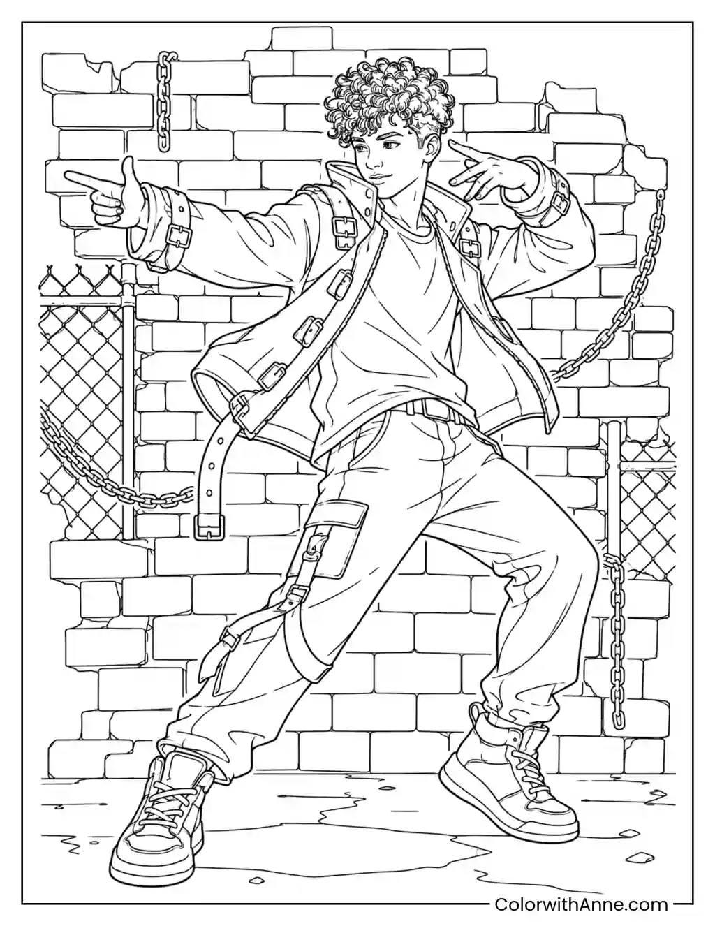 Urban Brick Wall Dance coloring page