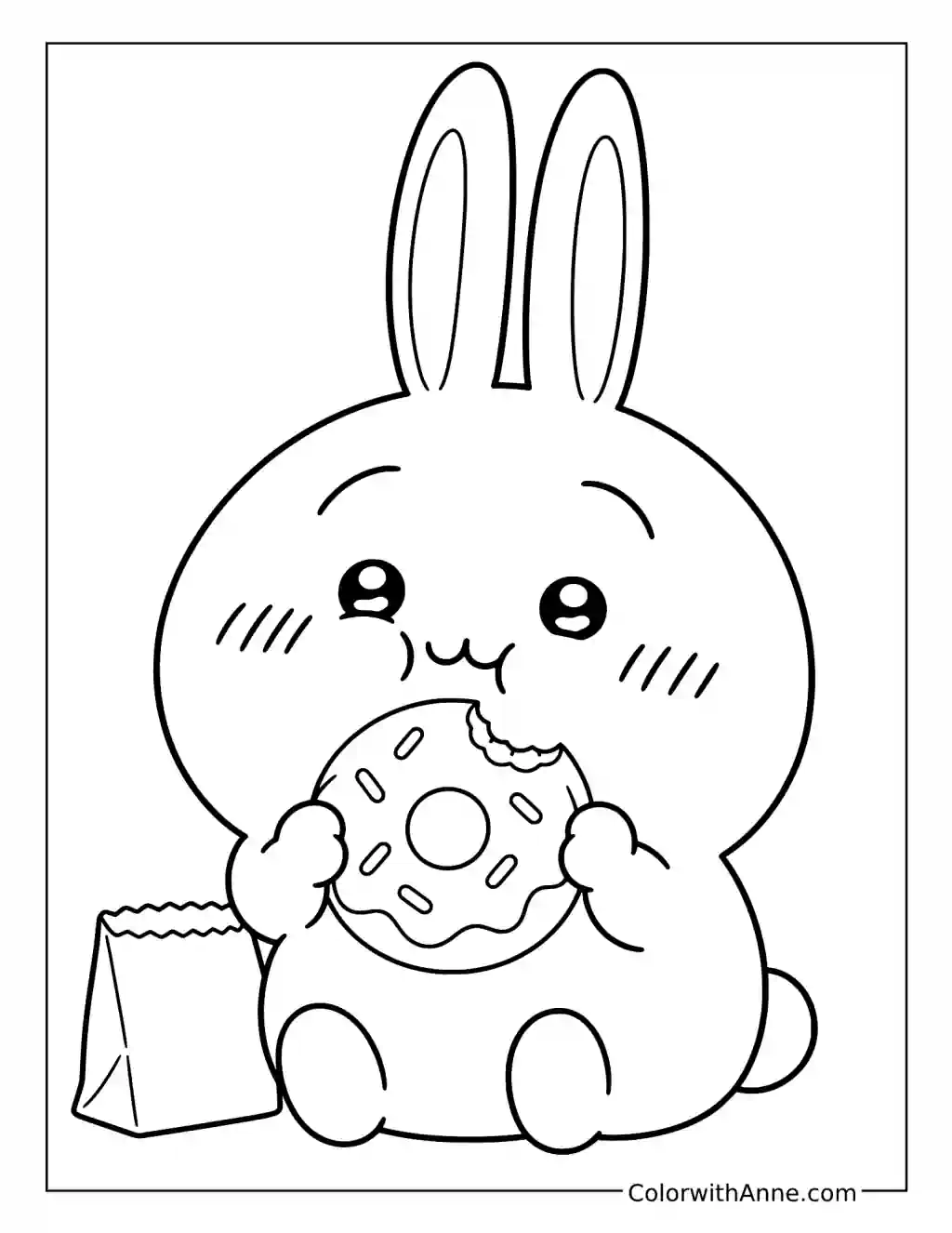 Usagi Happily Holding a Ring Doughnut coloring page
