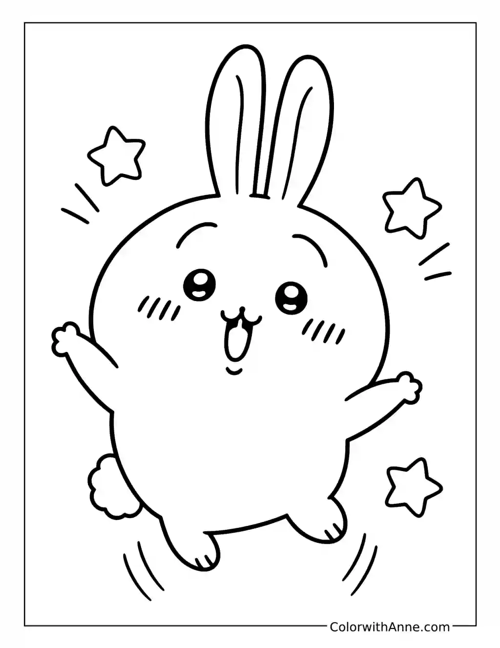 Usagi’s Excited Star Jump coloring page