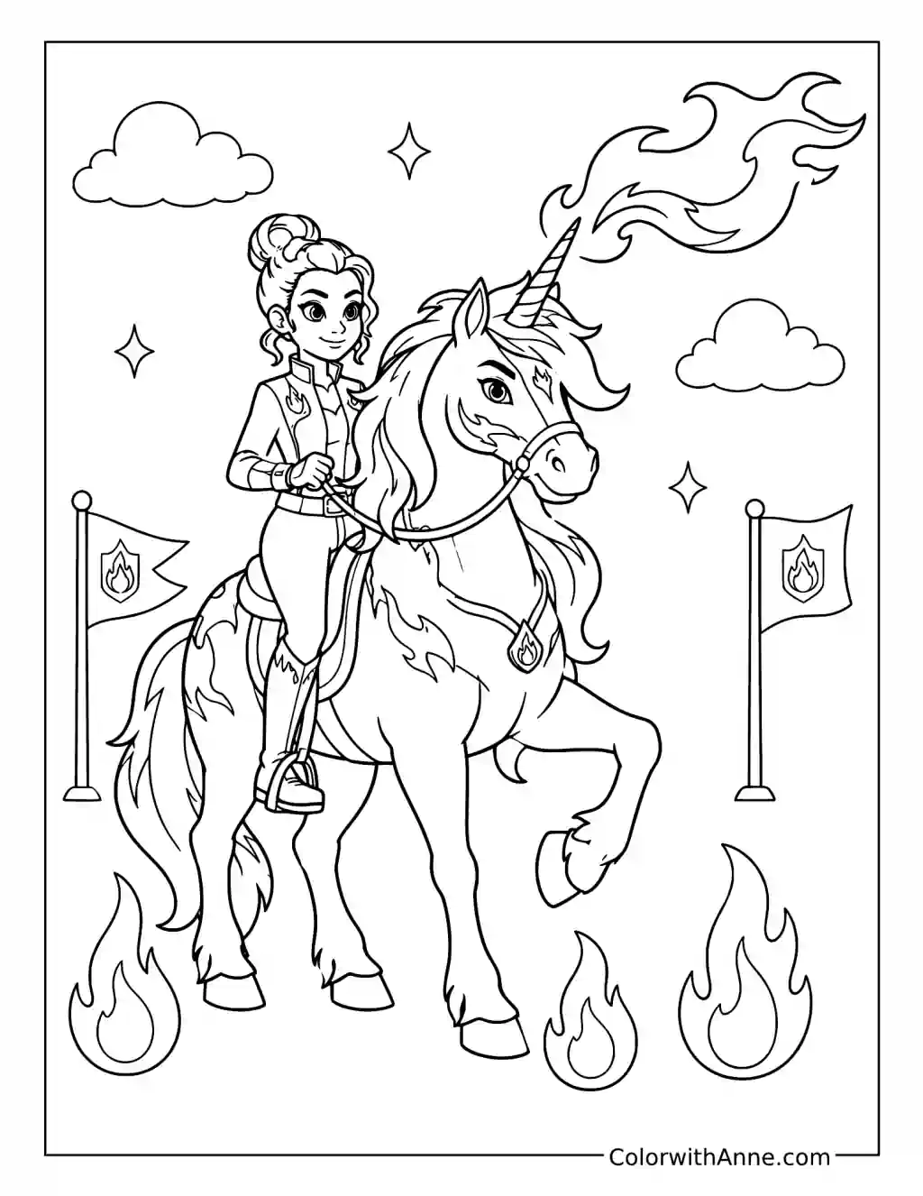 Valentina and Cinder's Fire Magic coloring page
