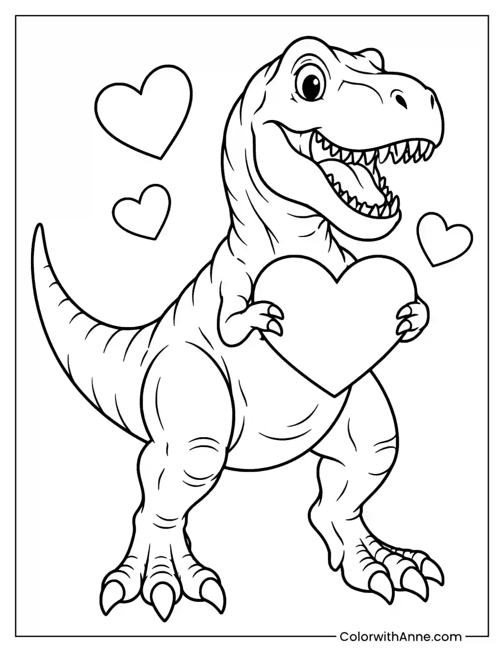 Valentine’s T-Rex Coloring Page