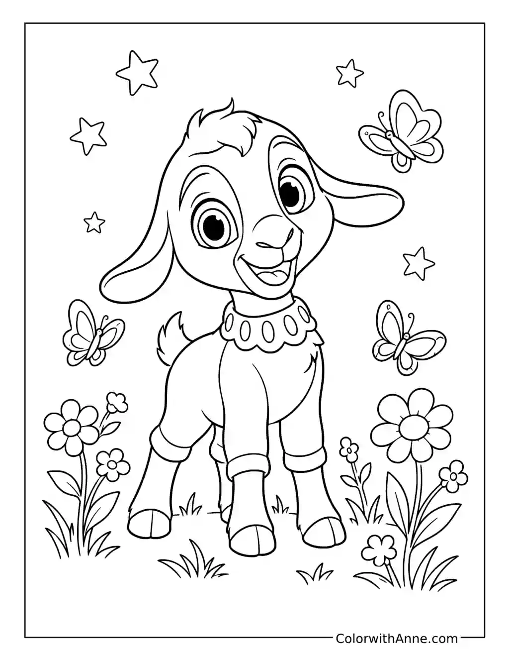 Valentino Among Flowers and Butterflies coloring page