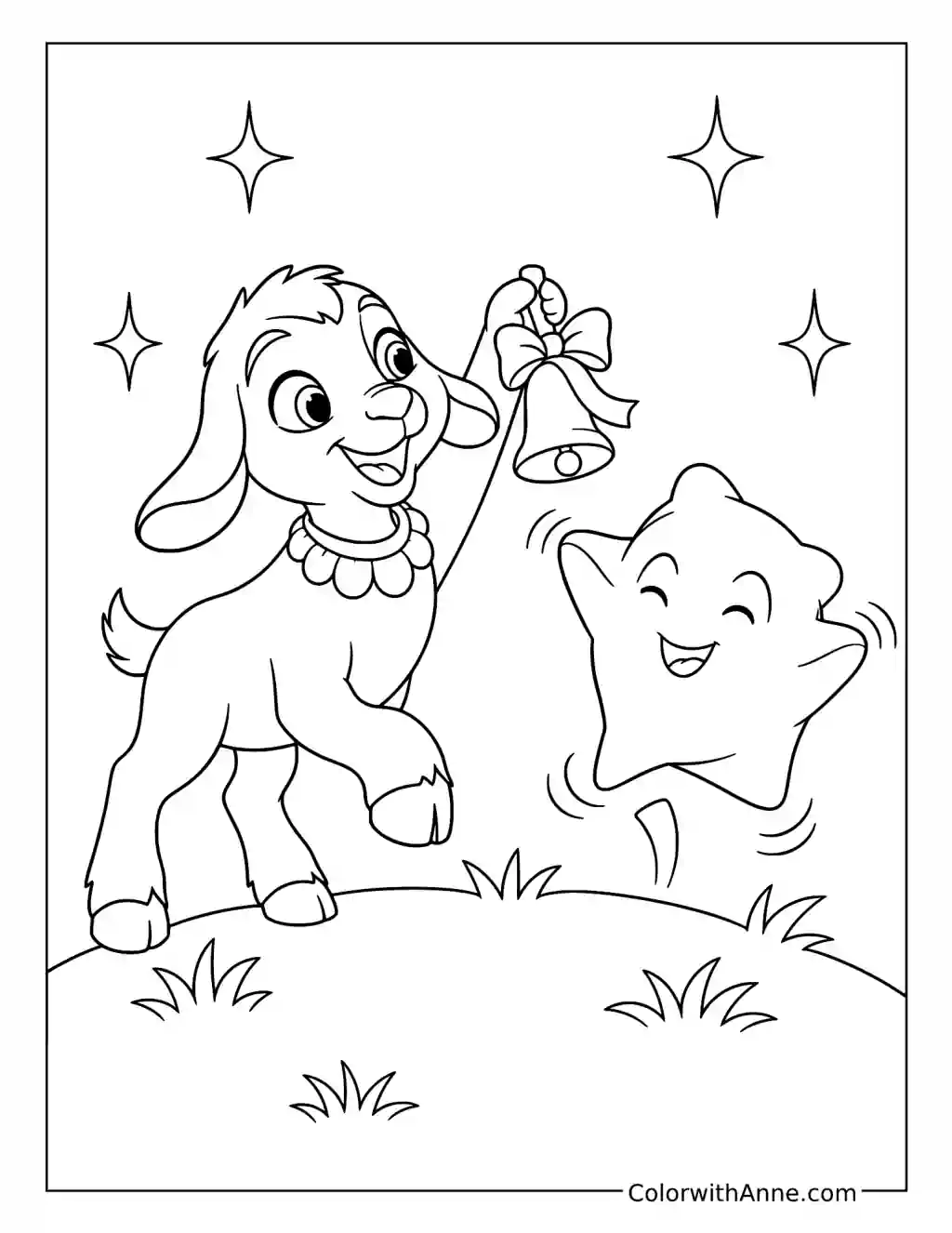 Valentino Ringing a Bell with Star coloring page