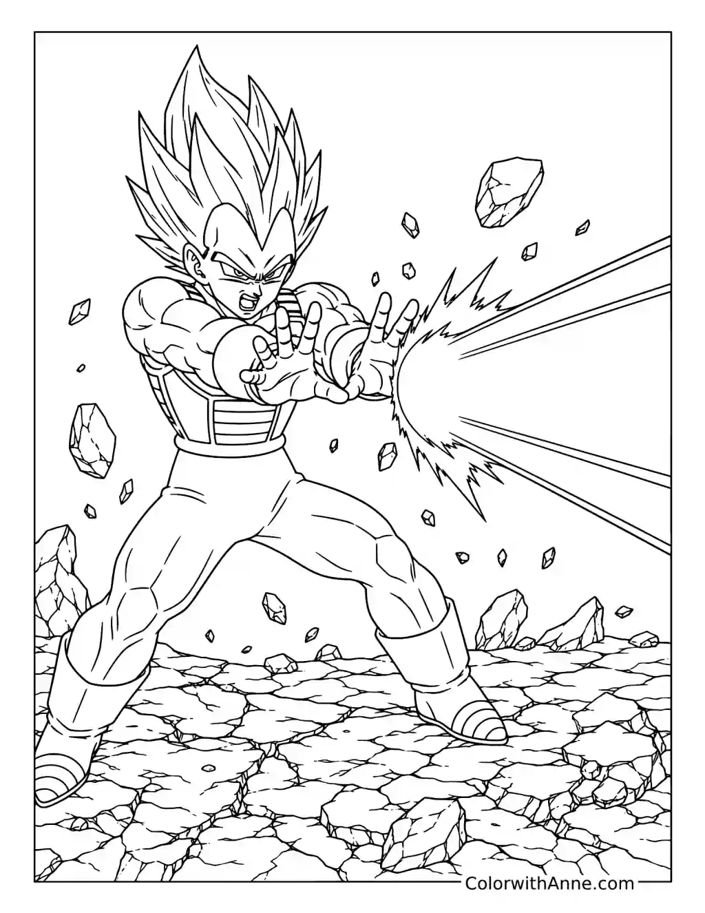 Vegeta Firing a Powerful Energy Beam coloring page