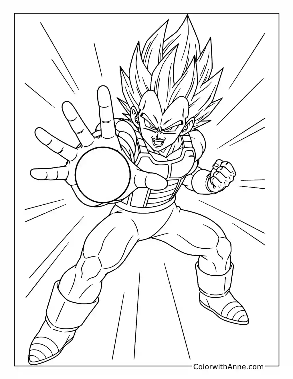 Vegeta Launching an Energy Blast coloring page