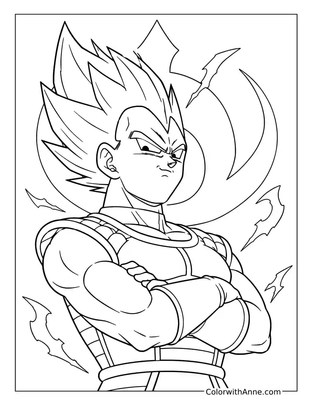 Vegeta Portrait with Crossed Arms coloring page
