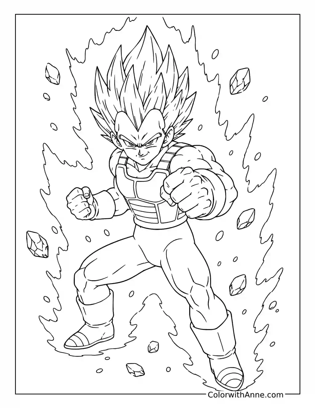 Vegeta Ready for Battle coloring page