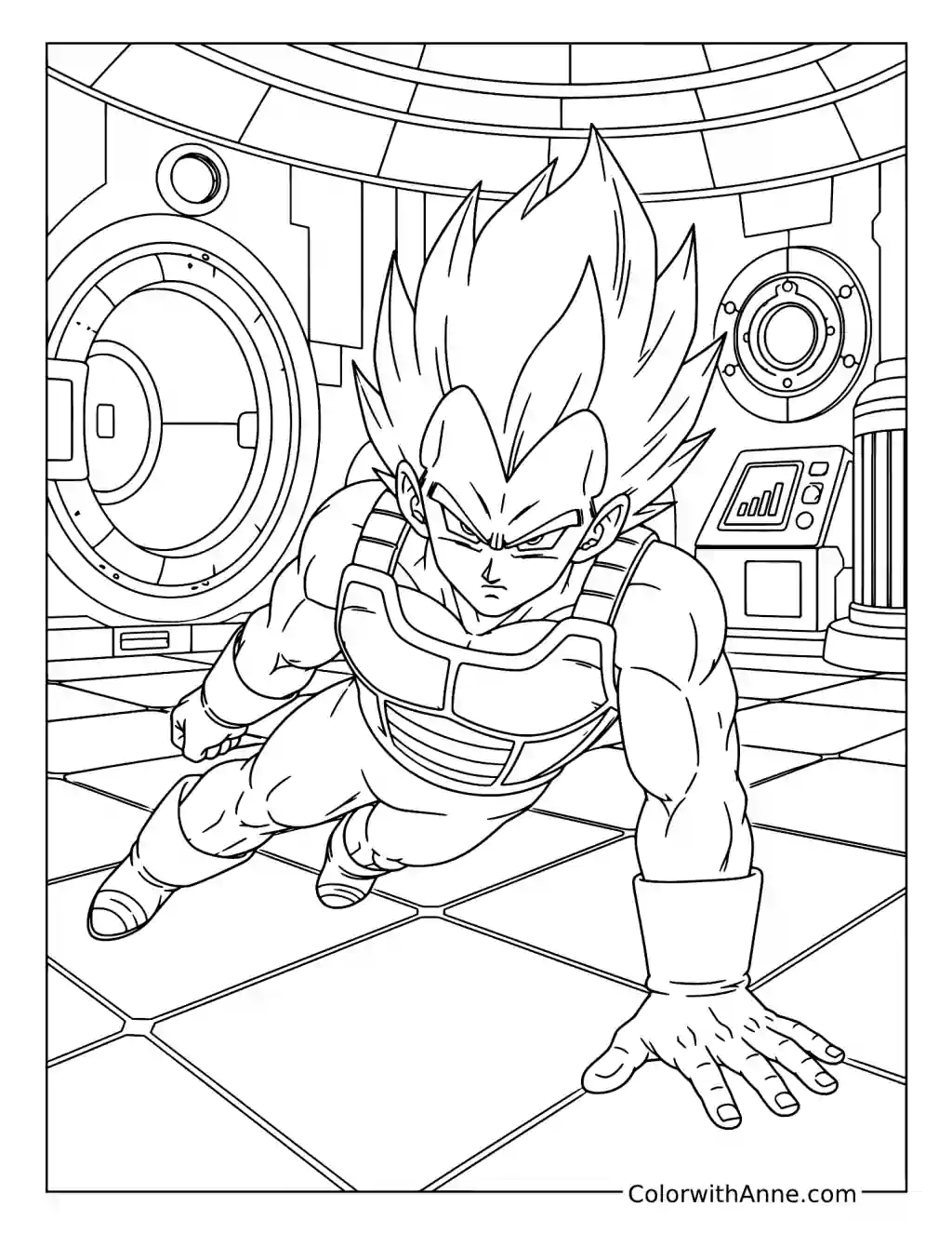 Vegeta Training in the Gravity Chamber coloring page