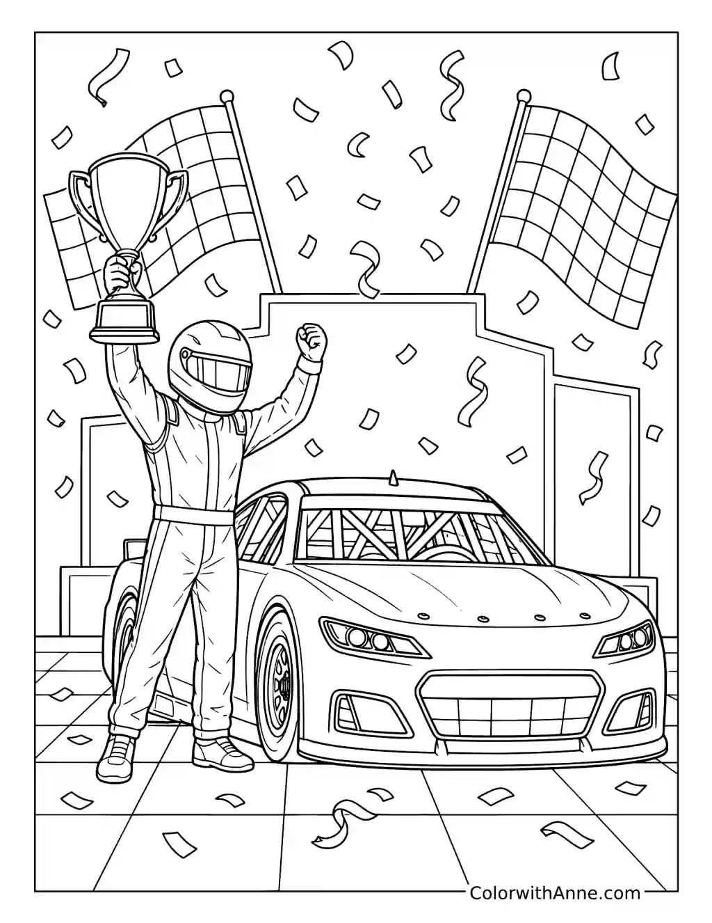 Victory Lane Celebration coloring page