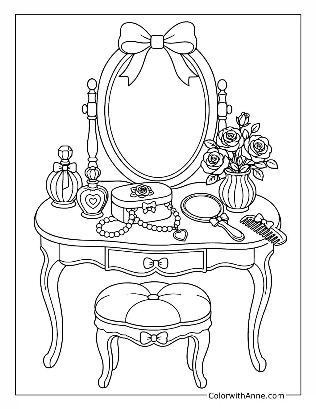 Vintage Coquette Vanity Table coloring page
