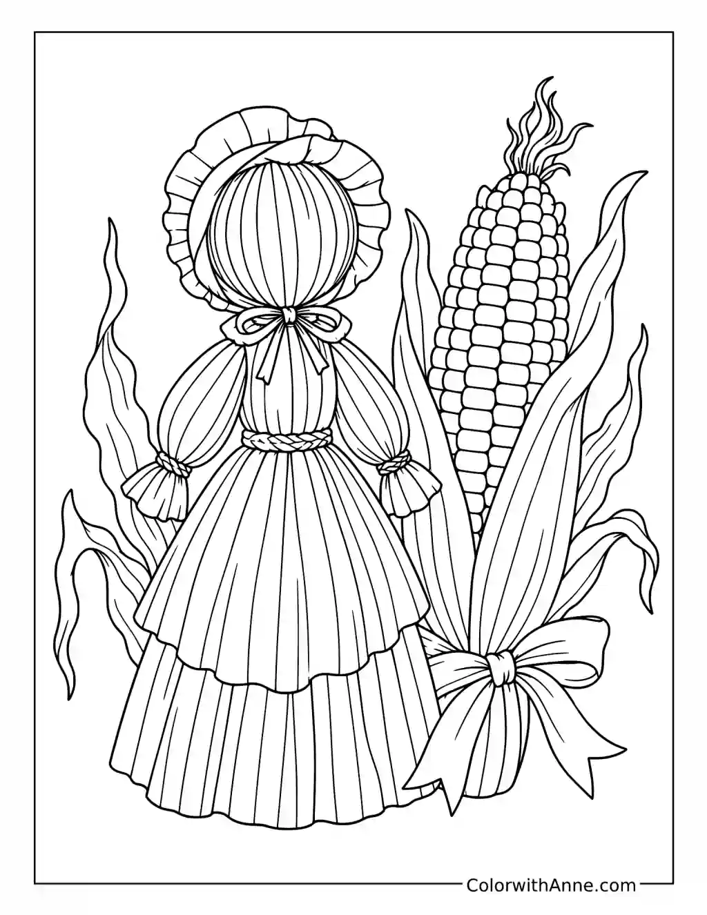 Vintage Corn Husk Doll coloring page
