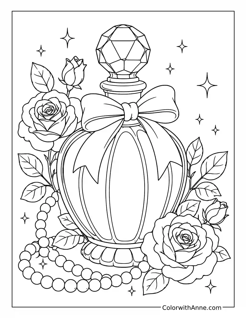 Vintage Perfume with a Bow coloring page