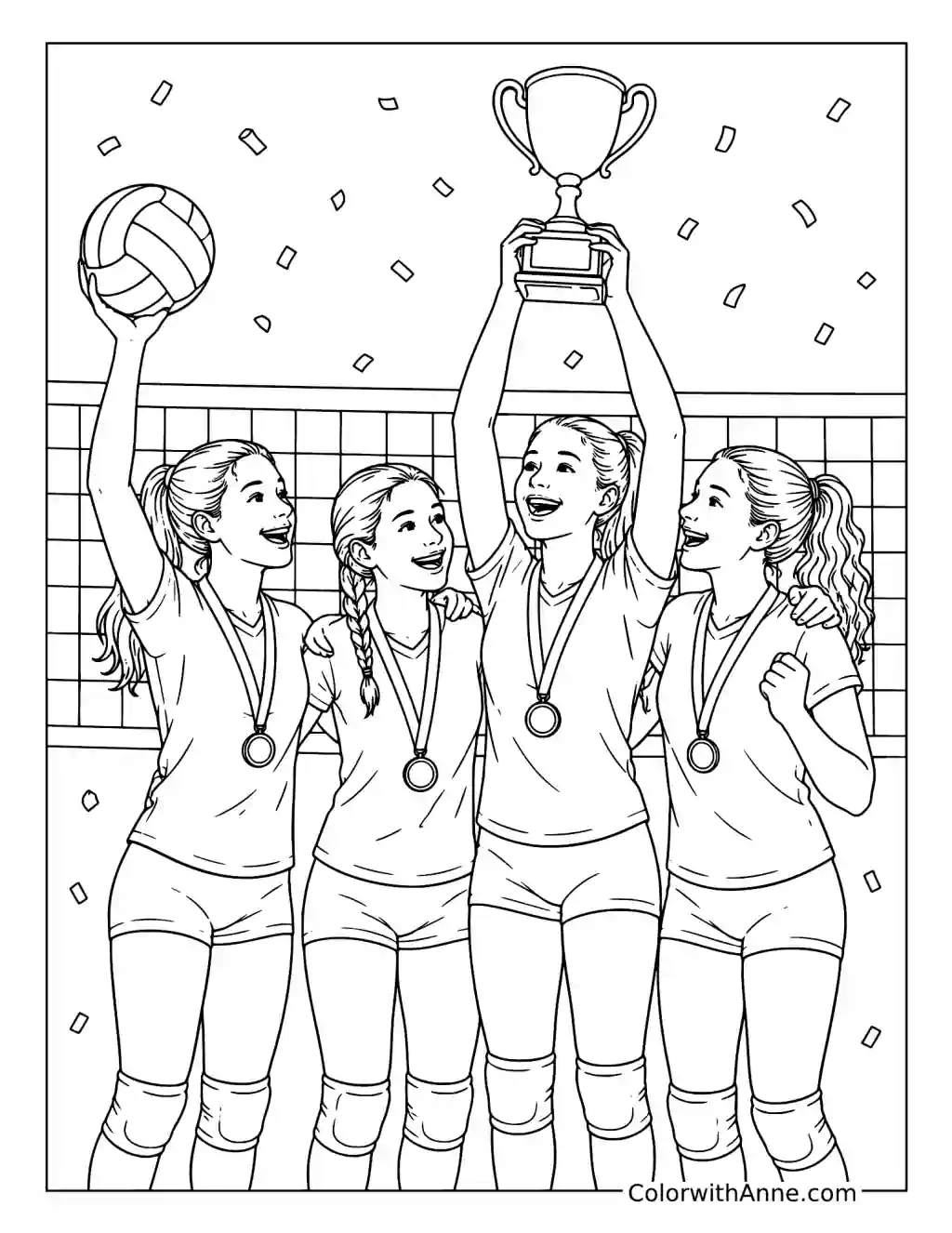 Volleyball Championship Celebration coloring page