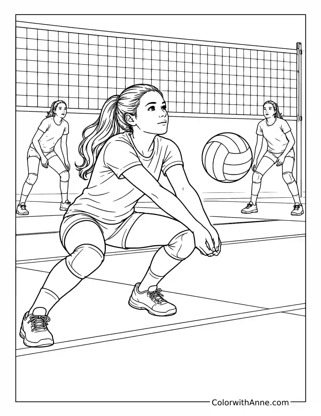 Volleyball Dig in Action coloring page