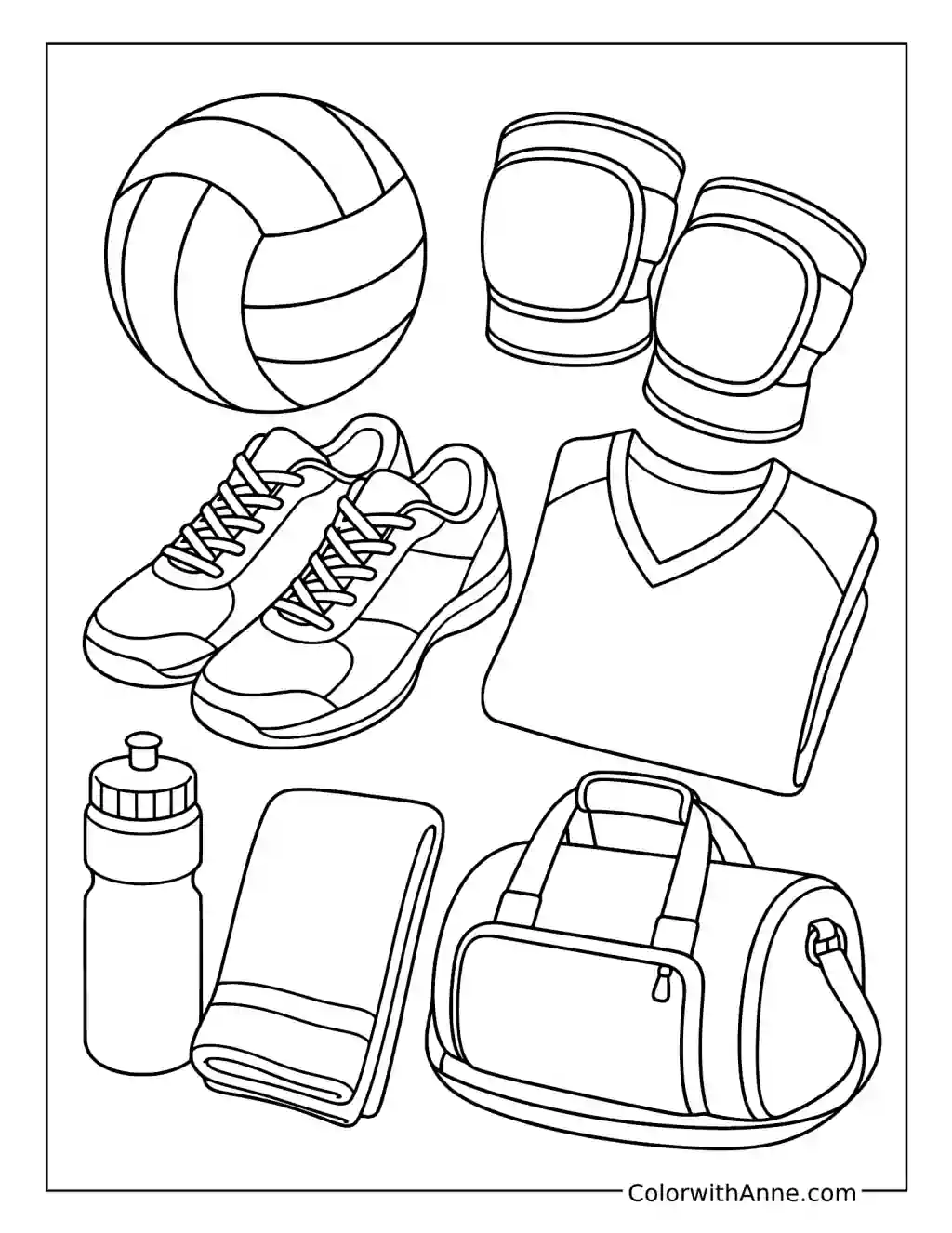 Volleyball Equipment Flat Lay coloring page