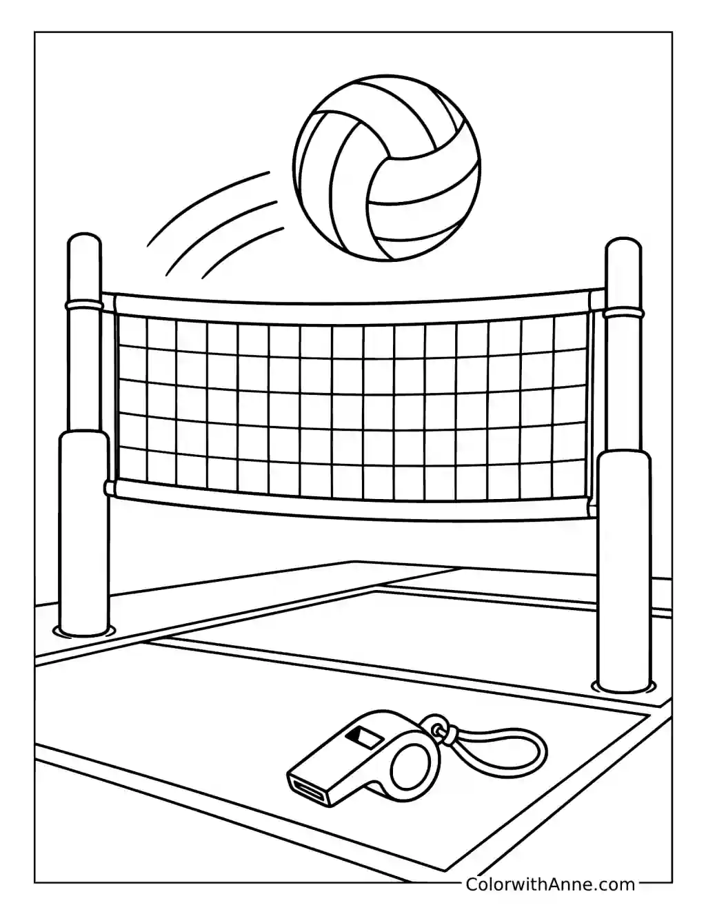 Volleyball Flying over the Net coloring page