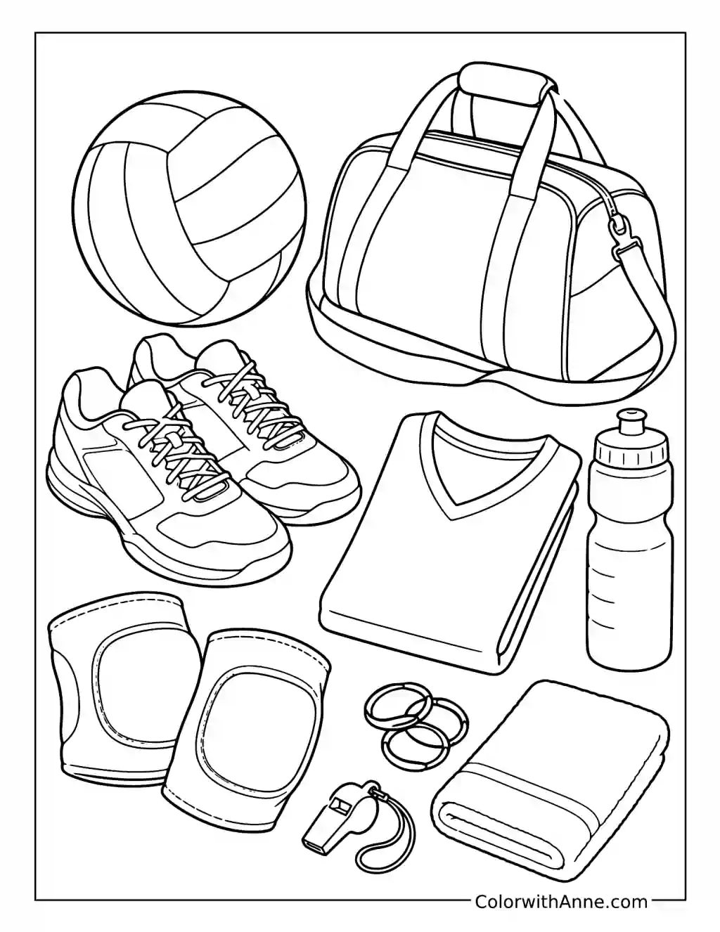 Volleyball Gear Collection coloring page