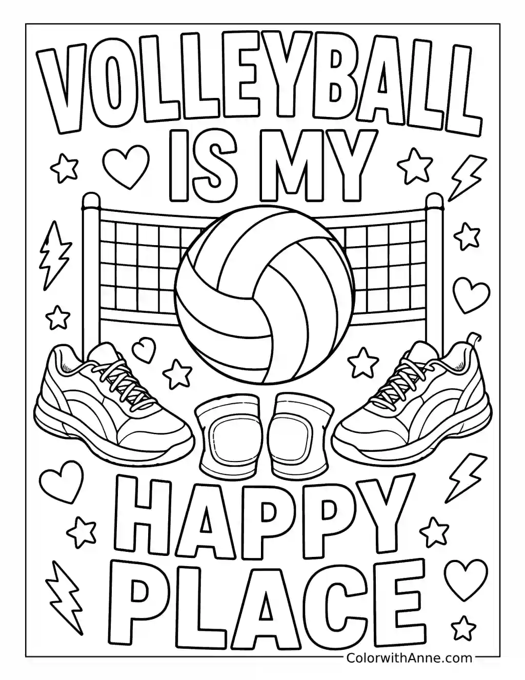 Volleyball Is My Happy Place coloring page