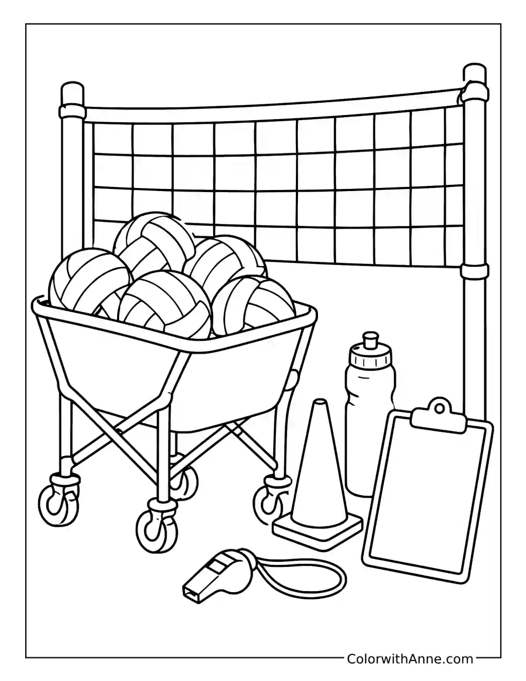 Volleyball Practice Ball Cart coloring page