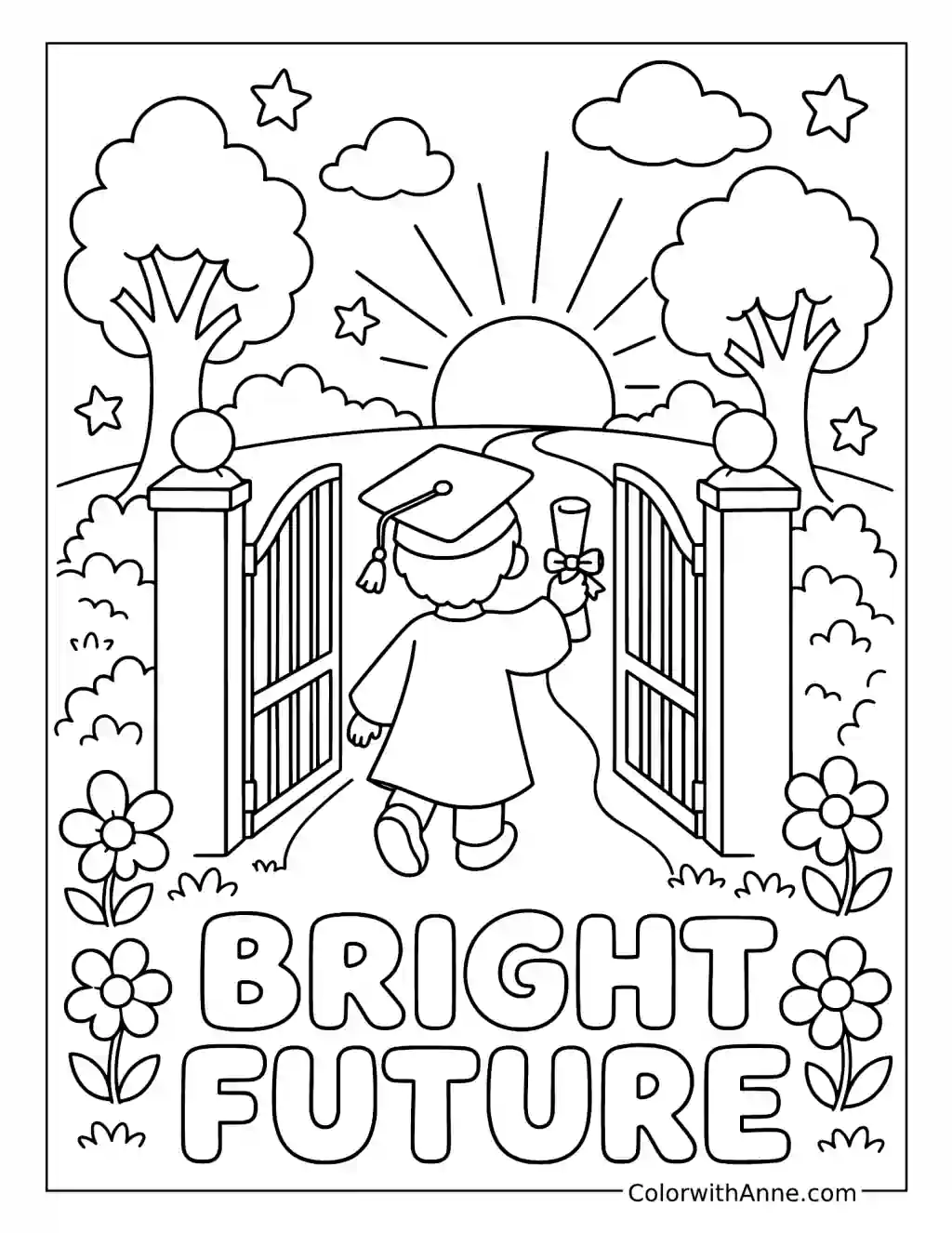 Walking Toward a Bright Future coloring page