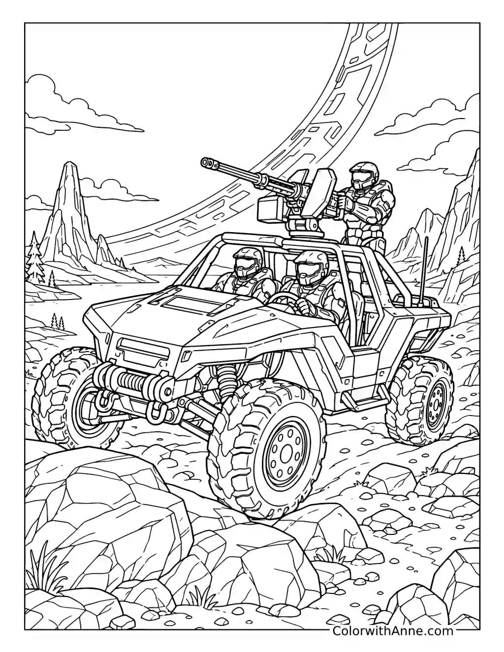 Warthog Turret Patrol coloring page