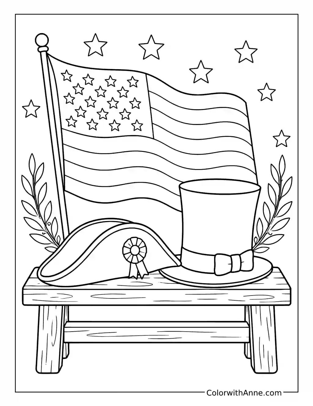 Washington and Lincoln Hats coloring page