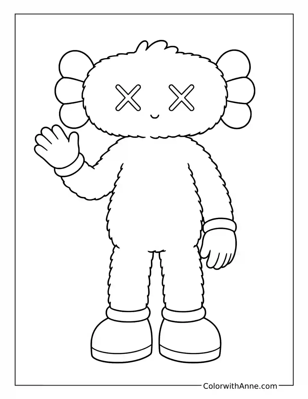 Waving Fuzzy X-Eyed Art Toy coloring page