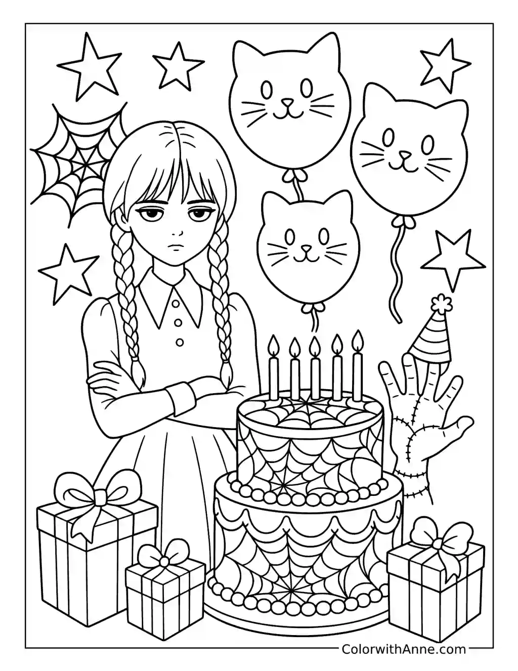 Wednesday Birthday Party coloring page
