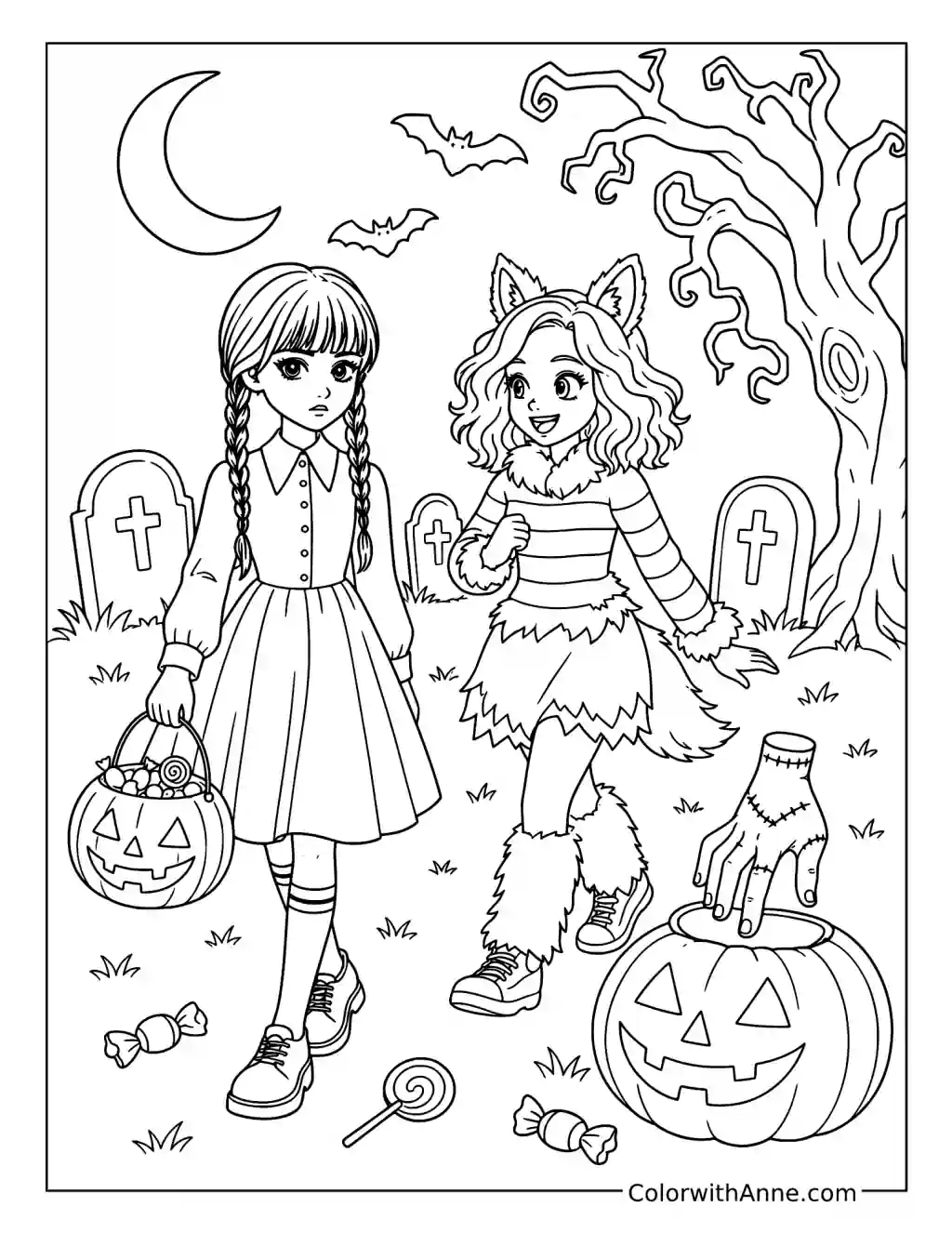 Wednesday Halloween Night coloring page