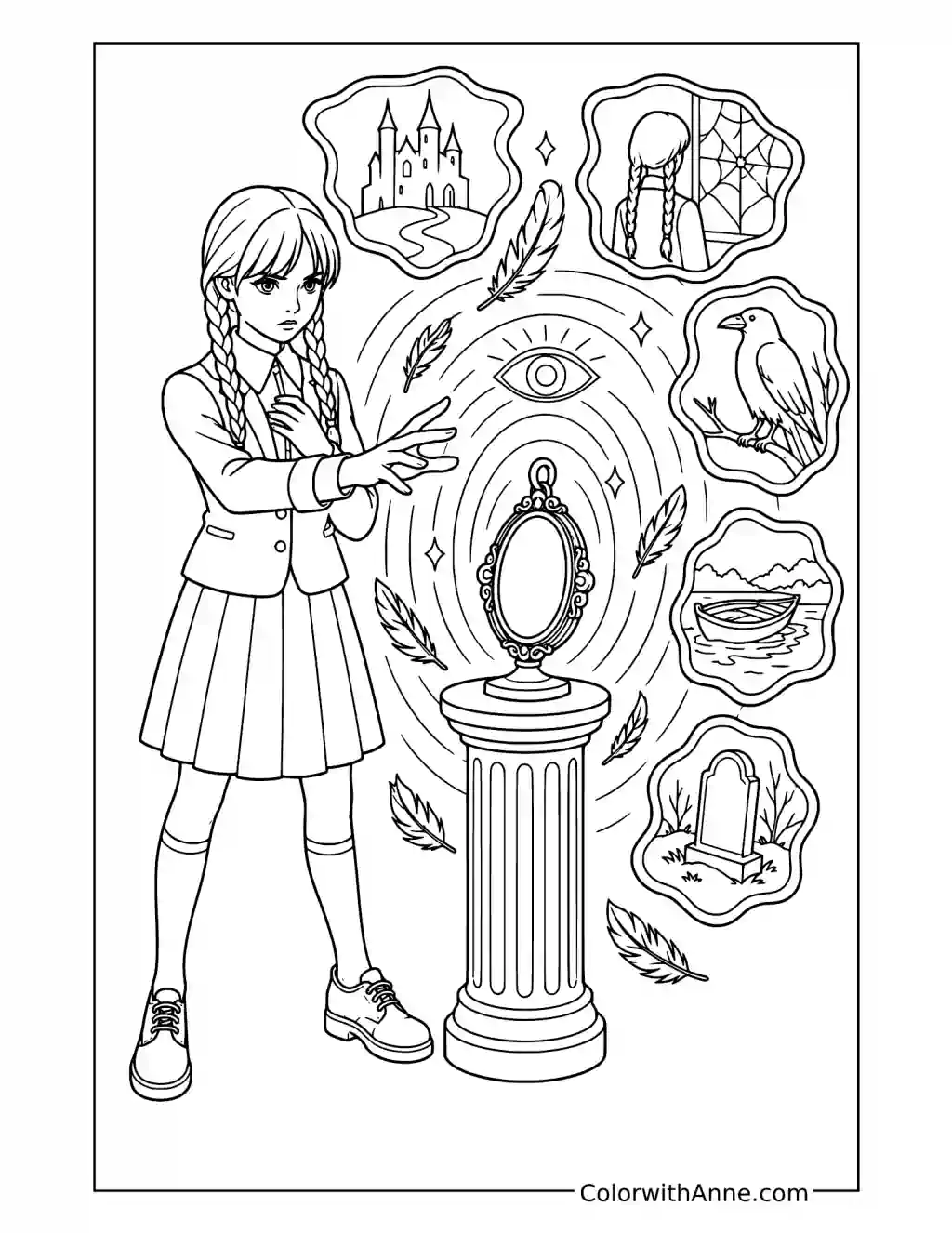 Wednesday’s Psychic Vision coloring page