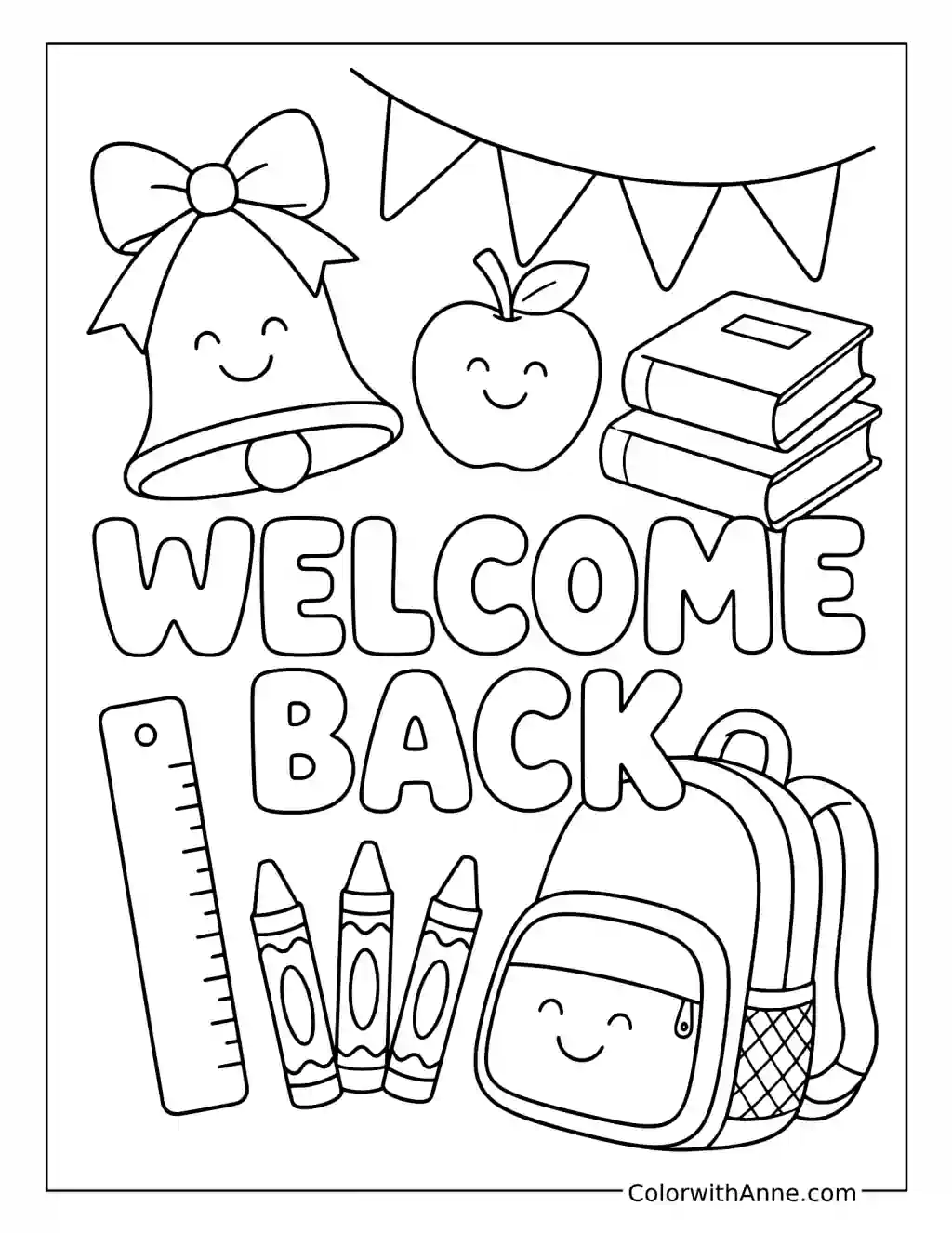 Welcome Back School Collage coloring page