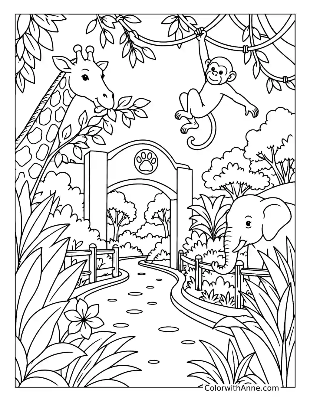 Welcome to the Zoo coloring page